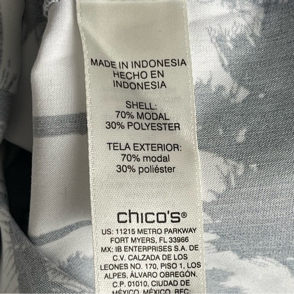 Chico’s Tropical Nights Utility Shirt Women’s Size 3 Regular Size 16 3/4 Sleeves - Picture 9 of 10
